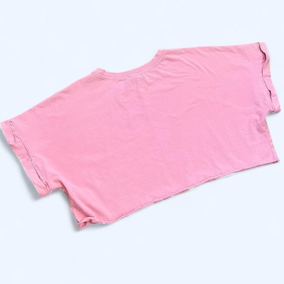 Forever 21 Medium Oversized Relaxed Fit Pink Cropped Self Love Tee Crop Top - Picture 5 of 8